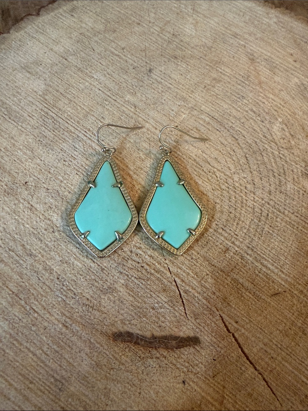 Kendra Scott Aqua Teardrop Dangle Earrings - Silver Trim